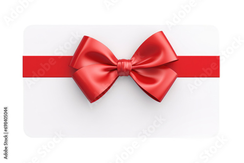 Elegant White Gift Voucher with Red Bow Design Isolated on Transparent Background © Yasir