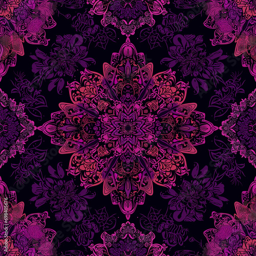 abstract floral background, Purple Seamless patternn photo