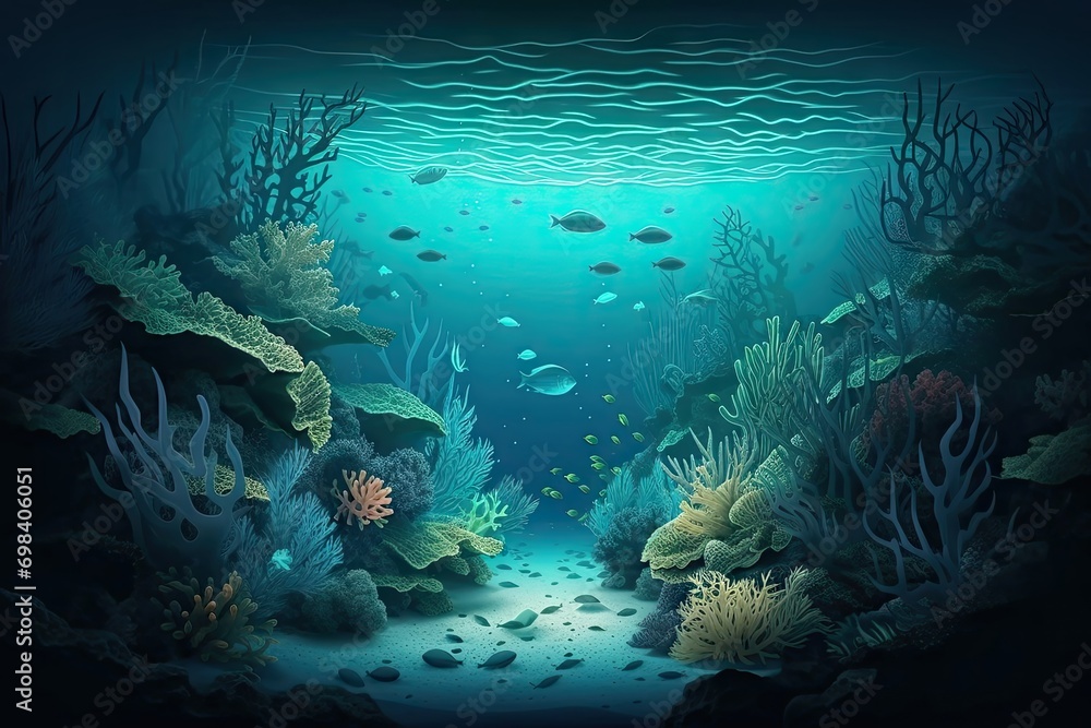 Fabulous underwater ocean background Illustration