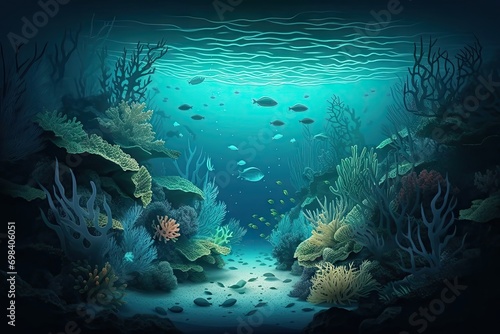 Fabulous underwater ocean background Illustration