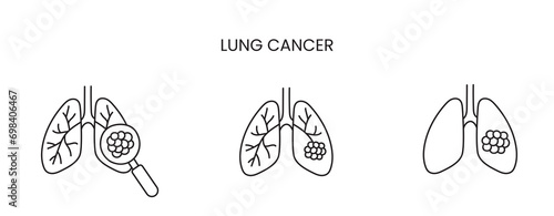 Lung cancer line icon vector cancer malignant disease