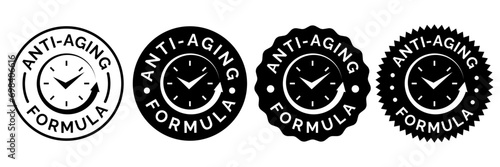 Anti aging formula cosmetics vector badge logo icon.