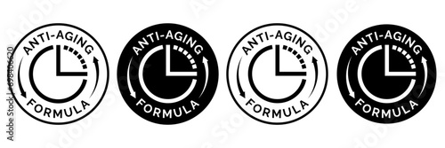 Anti aging formula cosmetics vector badge logo icon.