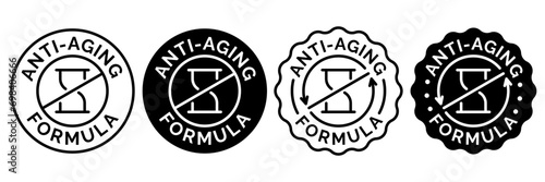 Anti aging formula cosmetics vector badge logo icon.