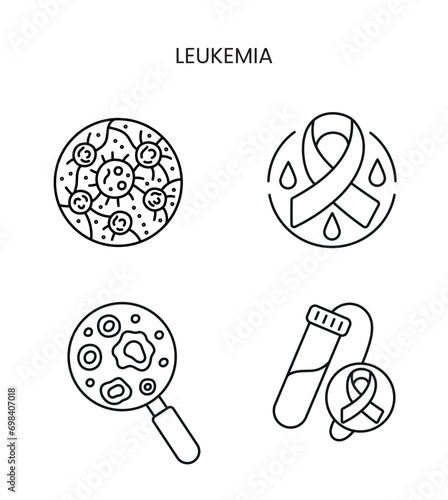 Blood cancer leukemia line icon vector cancer malignant disease
