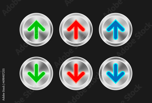 Free Download Arrow icon. Silver metallic web buttons. Vector illustration - GFXLoad