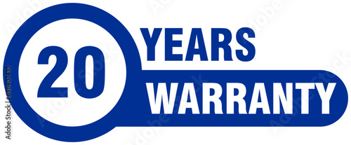 20 years warranty blue label, 20 years warranty blue badge