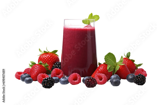 Vibrant Berry Fusion  Fresh Juice Blend Isolated on Transparent Background