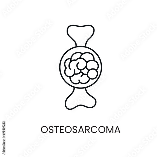 Cancer osteosarcoma line icon vector cancer malignant disease