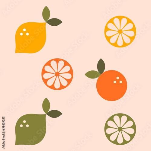Fototapeta Naklejka Na Ścianę i Meble -  Illustration of oranges and lemons vector design in eps 10