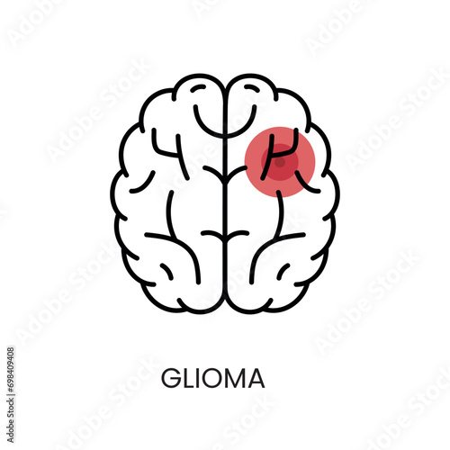 Cancer glioma line icon vector cancer malignant disease