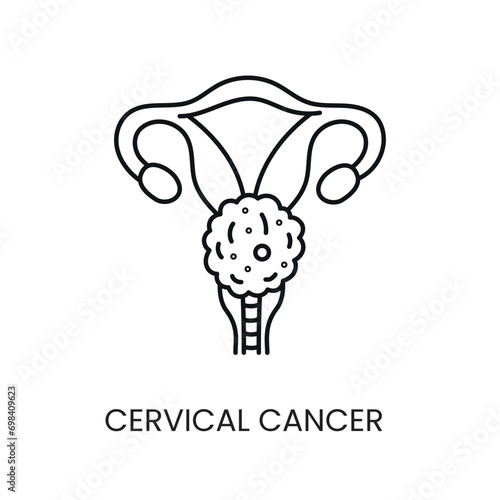 Cervical cancer line icon vector cancer malignant disease