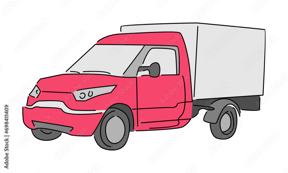 line art color of Cargo van vector illustration