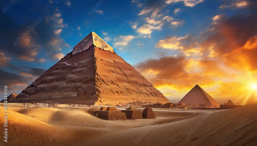 Imagem muito bonita das grandes pirâmides do egito - obrazy, fototapety, plakaty 