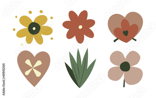 Abstract floral hearts vector clipart. Valentine's day vector clipart.