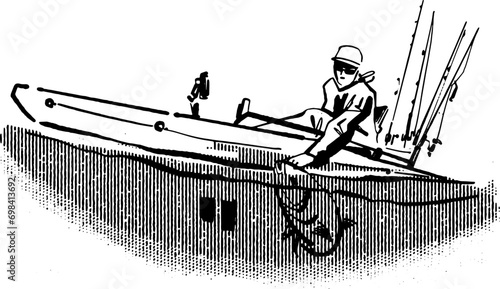 kayak fisherman  in a kayak with big fish