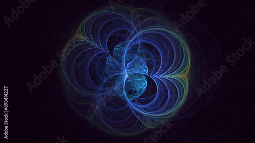 3D rendering abstract multicolor fractal light background