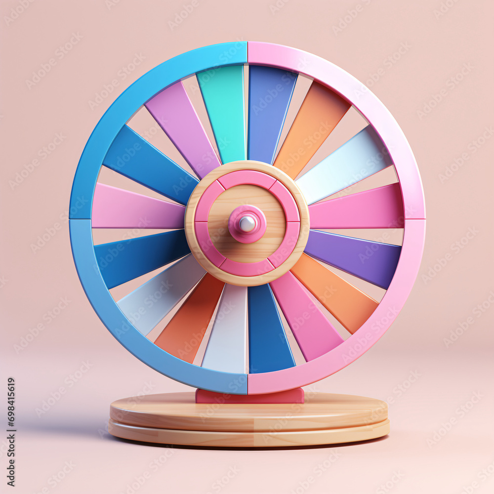 3D lottery wheel illustration, annual meeting casual game concept illustration 3D lottery wheel illustration, annual meeting casual game concept illustration