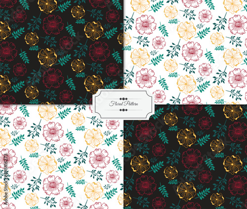 Seamless pattern collection, Decorative wallpaper, fabric print ,Vector seamless backgrounds.