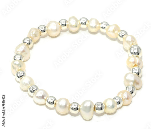 Silver bead with PEARL   Ring ELatic