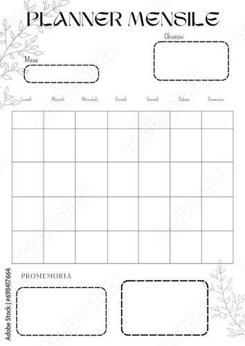 Planner mensile B&W_A4_italiano