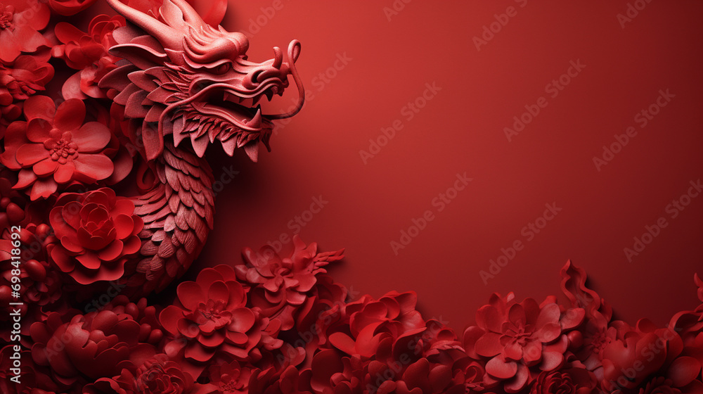 happy chinese new year background. year of 2024. Dragon concept. Generative AI - obrazy, fototapety, plakaty 