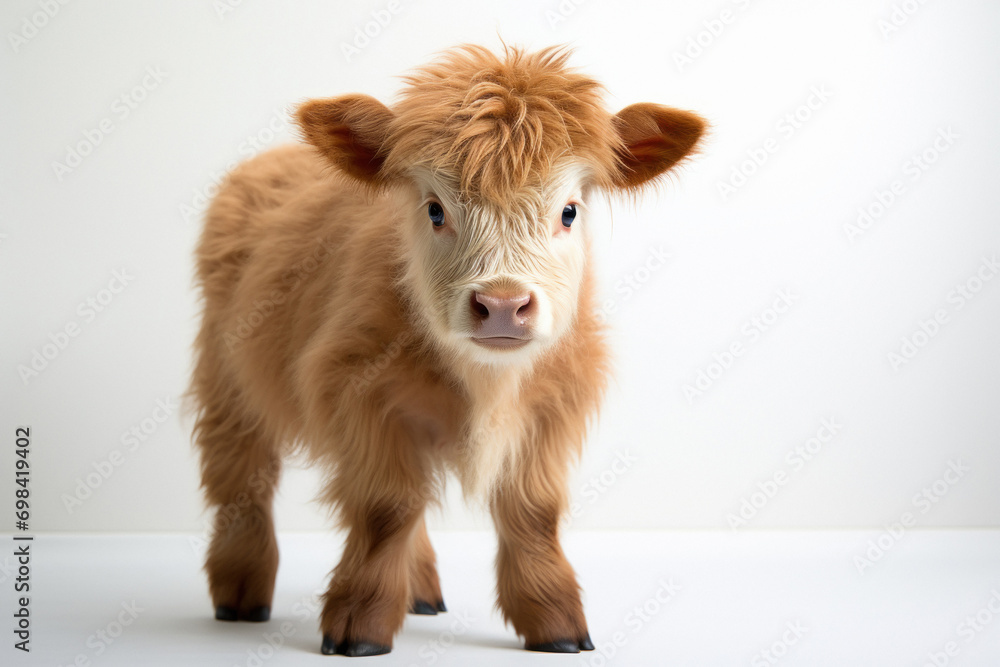 Fototapeta premium cow baby or calf on white background