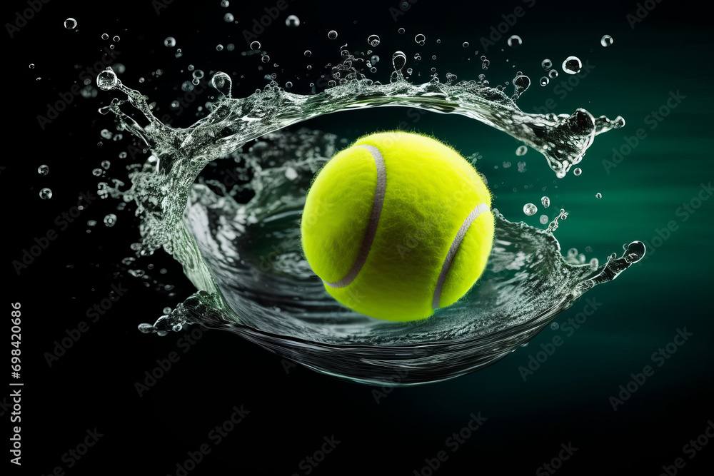 Tennis Ball Splashing with Water, Splash of Water, Water Splash with Tennis Ball