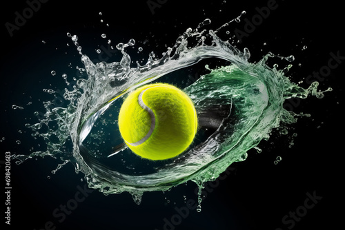 Tennis Ball Splashing with Water, Splash of Water, Water Splash with Tennis Ball © MADNI