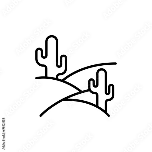 Desert outline icons, landscape minimalist vector illustration ,simple transparent graphic element .Isolated on white background