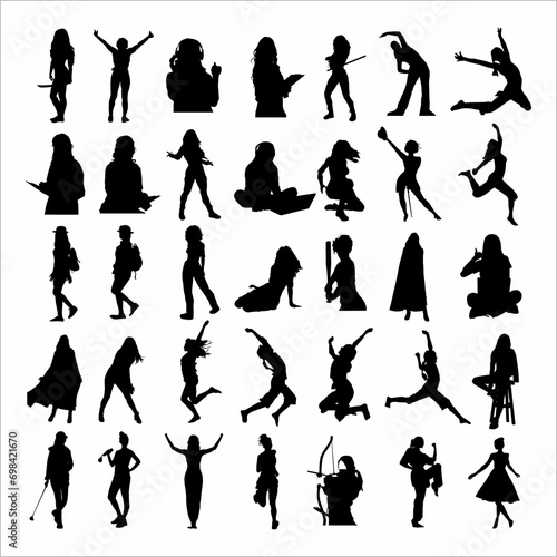 Collection of silhouettes of a woman