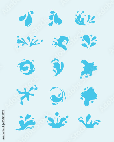 Fototapeta Naklejka Na Ścianę i Meble -  Simple Water Splash Illustration Design Set