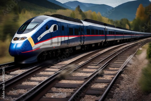 On rail rails, a high-speed train operates