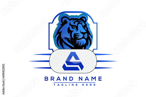 AS Tiger logo Blue Design. Vector logo design for business.