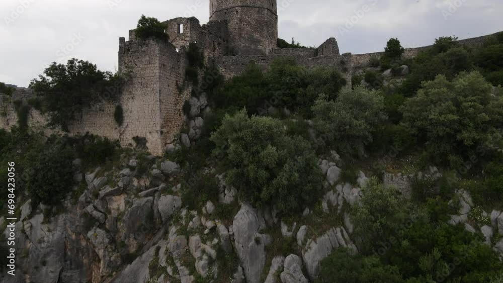 Drone view of the historic fort in Pocitelj Bosnia, village of Pocitelj in Bosna and Hercegovina Drone view of the historic fort in Pocitelj Bosnia, village of Pocitelj in Bosna and Hercegovina