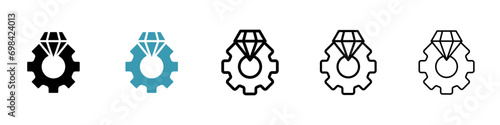 Operational excellence vector icon set. Efficient operational engineering vector illustration. Efficiency improvement gear sign. Outstanding production productivity vector illustration for Ui designs.