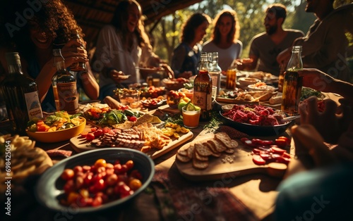 Group of Friends Having Picnic with Variety of Treats