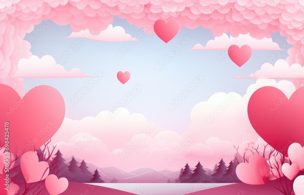 valentine day background with paper heart and nature ornament