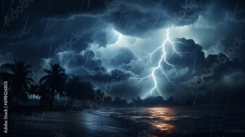 Dark mysterious monsoon cyclone storm