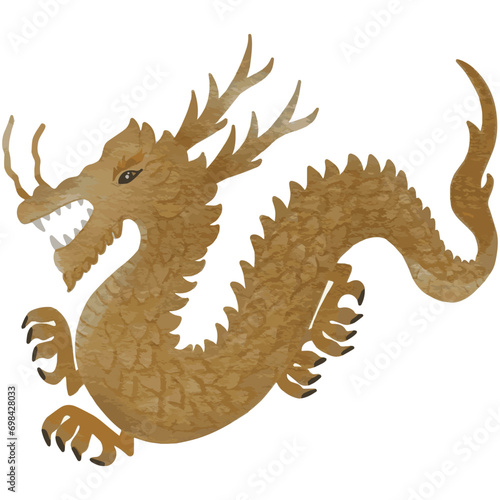 Yellow Chinese dragon vector watercolor style.Year of the dragon.