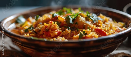 Bisi bele bath is a spicy rice dish from Karnataka, India. photo