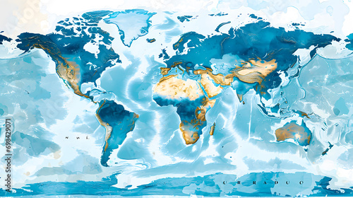 Map of the world with deserted or arid areas. Climate change photo