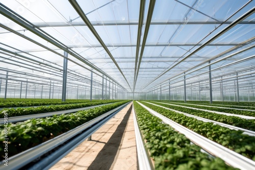 Greenhouse Farm Hydroponic Production Method Sustainable agriculture in a hydroponic farm in a greenhouse