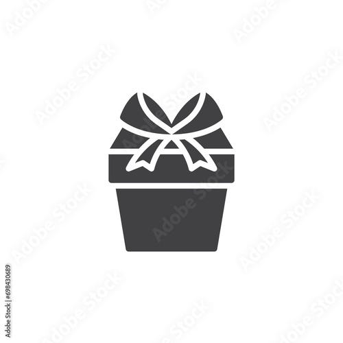 Gift box with ribbon vector icon