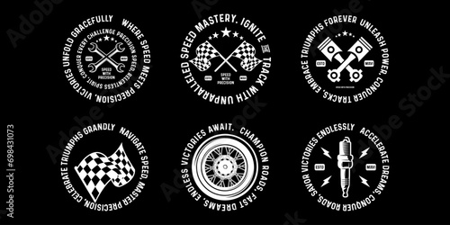Motorcycle racing badges club emblems tshirt design Retro Racing Typography Graphics