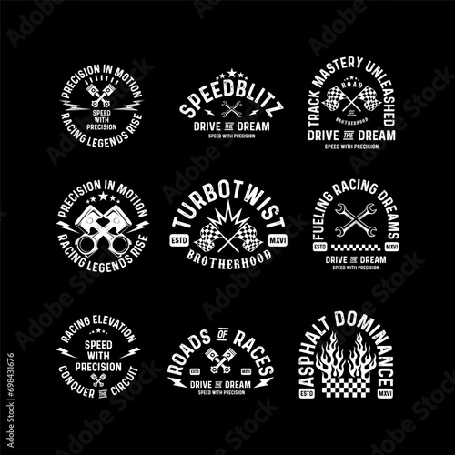 Motorcycle racing badges club emblems tshirt design Retro Racing Typography Graphics