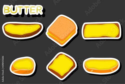 Illustration on theme big colored set different types creamy butter