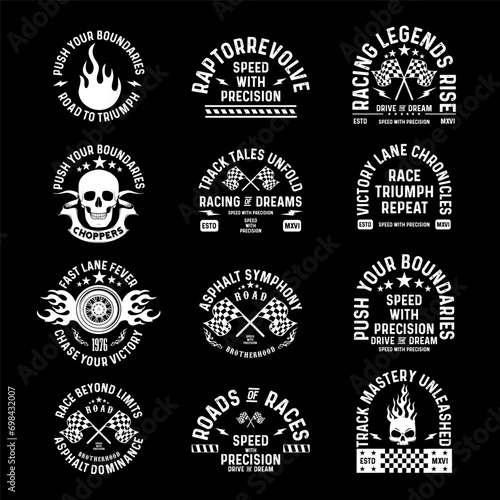 Motorcycle racing badges club emblems tshirt design Retro Racing Typography Graphics