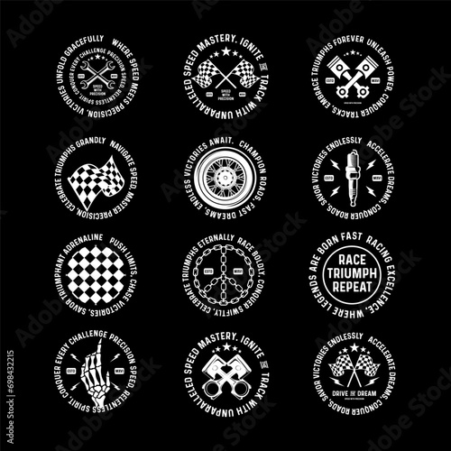 Motorcycle racing badges club emblems tshirt design Retro Racing Typography Graphics