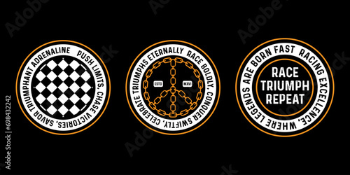 Motorcycle racing badges club emblems tshirt design Retro Racing Typography Graphics